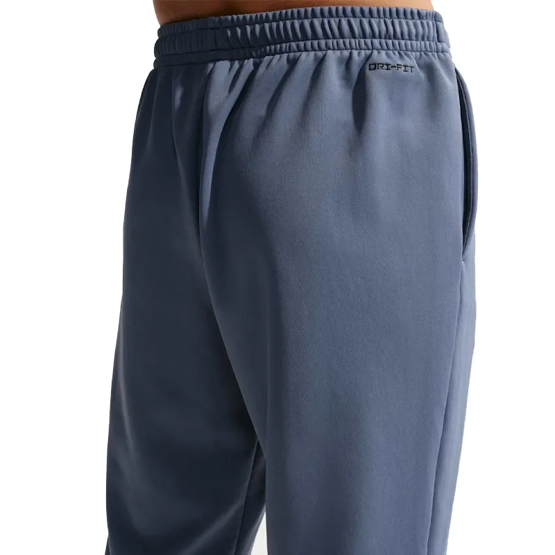Calça jogger masculina azul escuro vista frontal com cós elástico e cordão ajustável